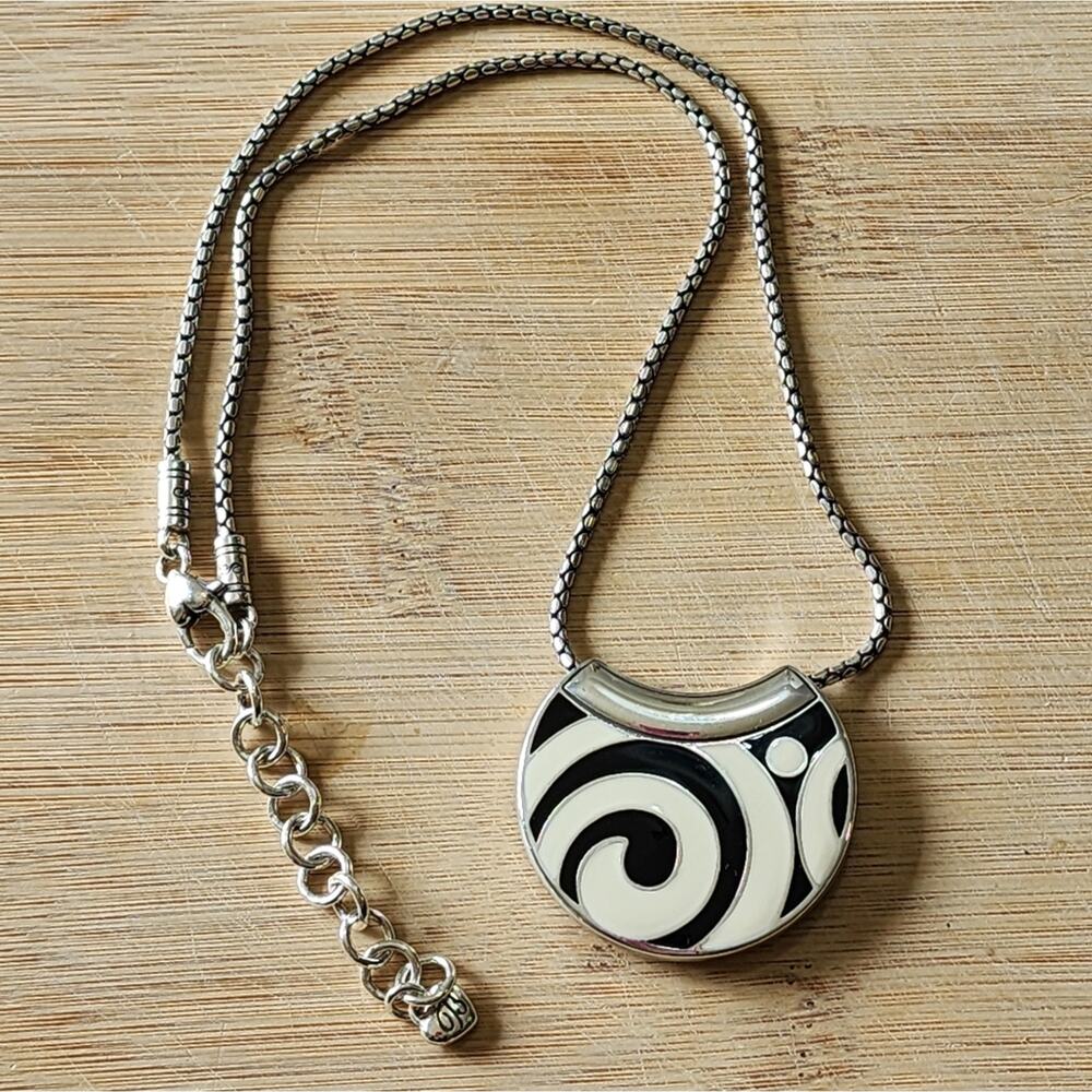 Brighton reversible black white and silver pendant necklace